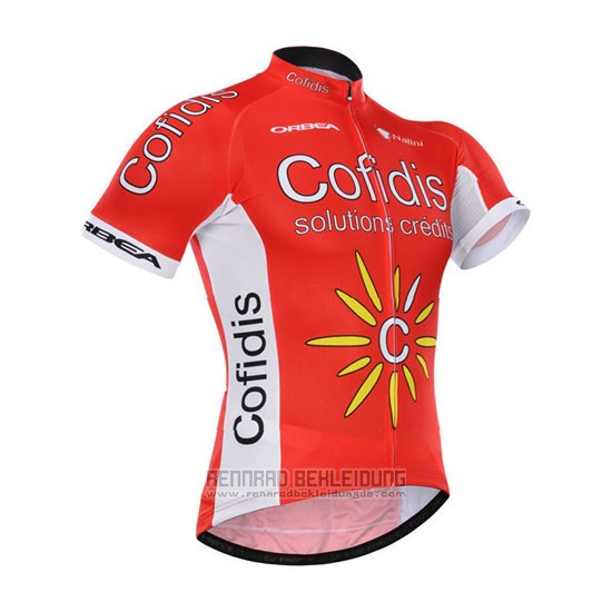 2015 Fahrradbekleidung Cofidis Rot Trikot Kurzarm und Tragerhose - zum Schließen ins Bild klicken